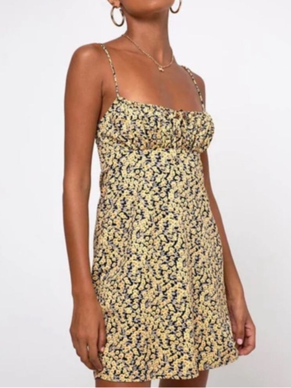 Motel Rocks Yellow Floral Midi Dress